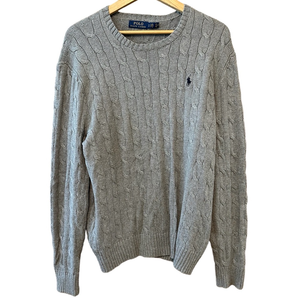 Y2K Ralph Lauren Knit Cool Grey Crewneck Sweater Men’s Size Large